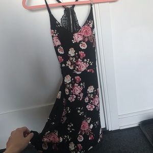 Lace back floral skater dress
